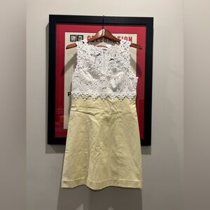 NWT Lilly Pulitzer White Crochet Overlay Dress with Yellow Lining